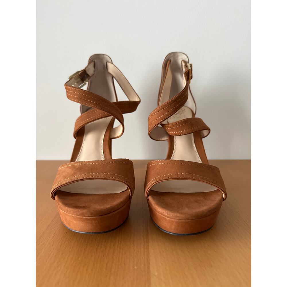 Vince Camuto Suede Heeled Platform | Shayla Sandal Size 11M | Camel